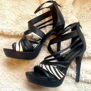 Sexy zebra strappy heel